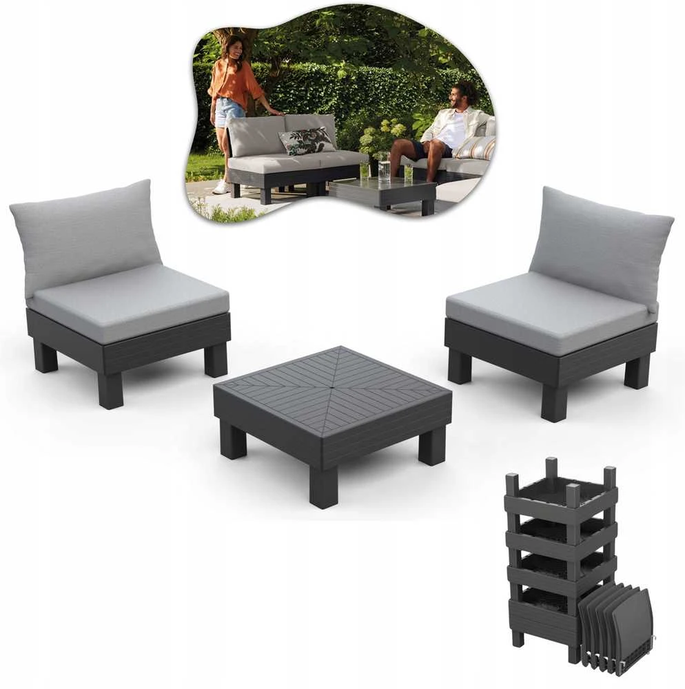 Lauko baldų komplektas Keter Sodo baldų komplektas Elements Balcony Set pilka/light pilka