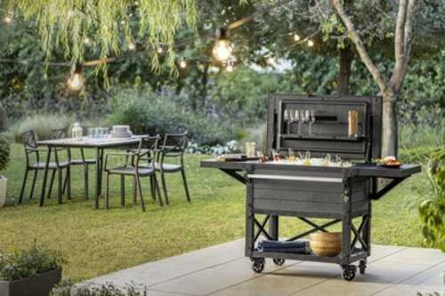 Šaldiklis Keter Patio Cooler & Beverage Cart Pilkas