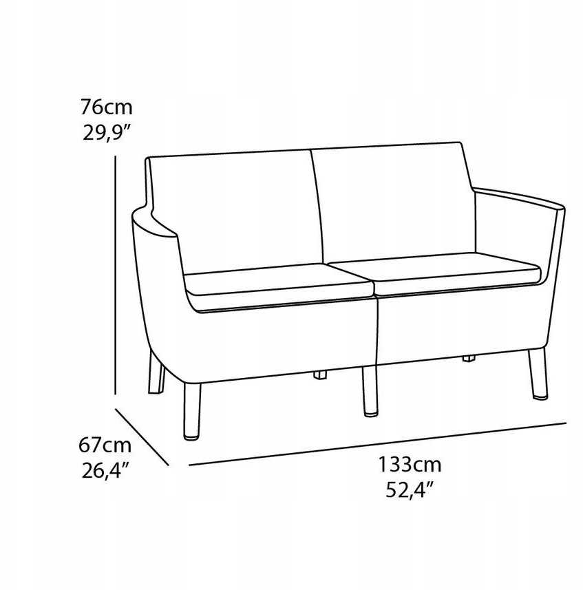 Keter sodo sofa dviems Salemo dvivietė sofa smėlio spalvos