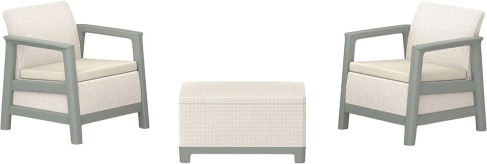 Keter Sodo baldų komplektas Scandi Linea Balcony Set pebble pilkas/sage žalias stone tone