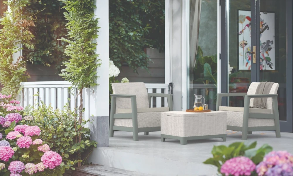 Keter Sodo baldų komplektas Scandi Linea Balcony Set pebble pilkas/sage žalias stone tone