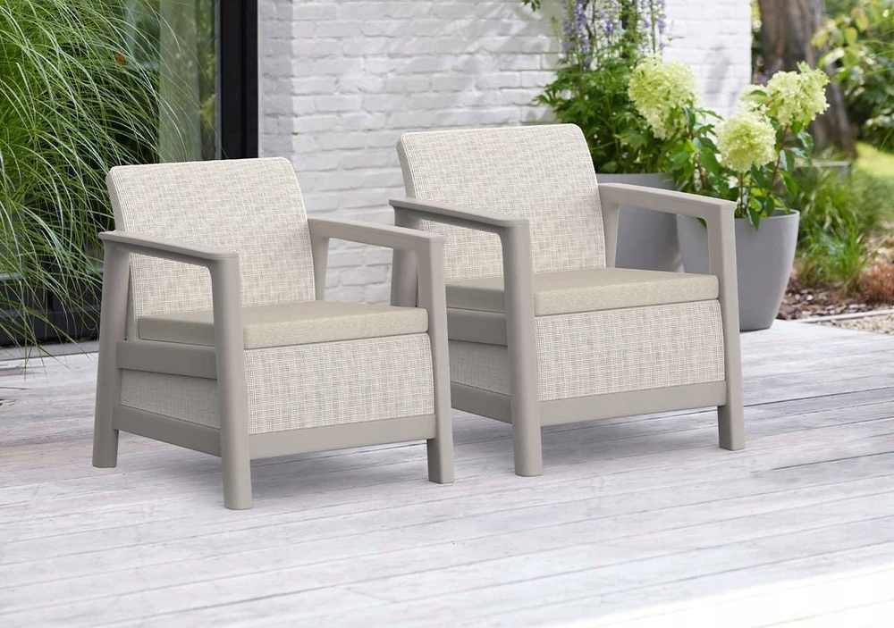 Keter Garden chairs 2 pcs. Scandi Linea pebble pilkas/light beige