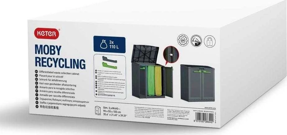 Keter Šiukšlių rūšiavimo spintelė Moby Compact Recycling System, pilka