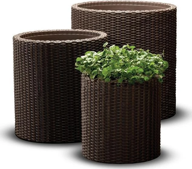 Keter CYLINDER S+M+L vazonų komplektas - Ruda