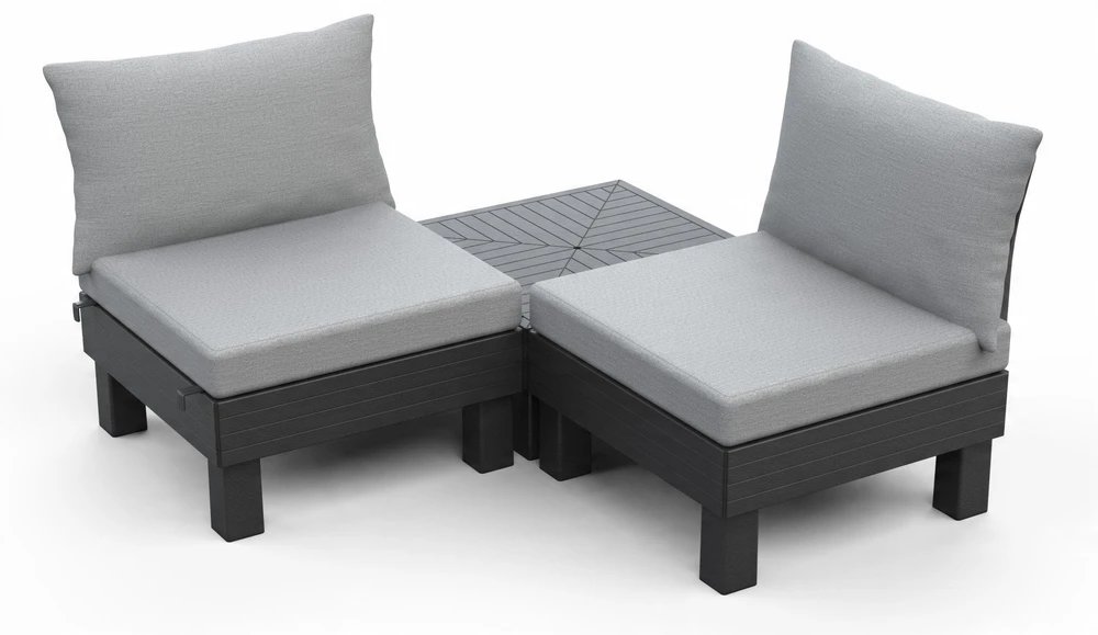 Lauko baldų komplektas Keter Sodo baldų komplektas Elements Balcony Set pilka šviesiai pilka
