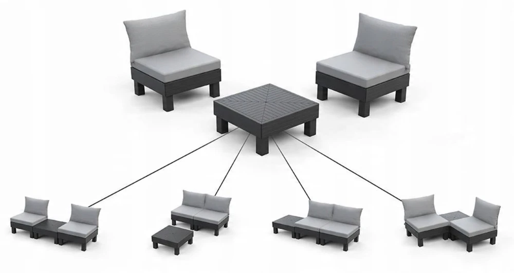 Lauko baldų komplektas Keter Sodo baldų komplektas Elements Balcony Set pilka šviesiai pilka