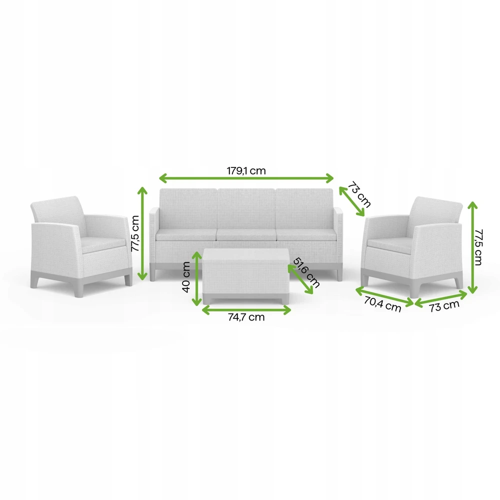 Keter Sodo baldų komplektas Scandi Forma 3 Seater Set pebble pilkas/light beige