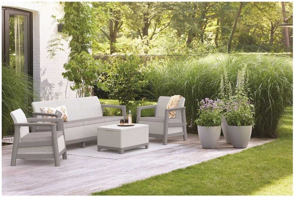 Keter Sodo baldų komplektas Scandi Linea 3 Seater Set light pilkas/dark steel pilkas