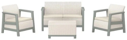 Keter Sodo baldų komplektas Scandi Linea 2 Seater Set pebble pilkas/sage žalias stone tone