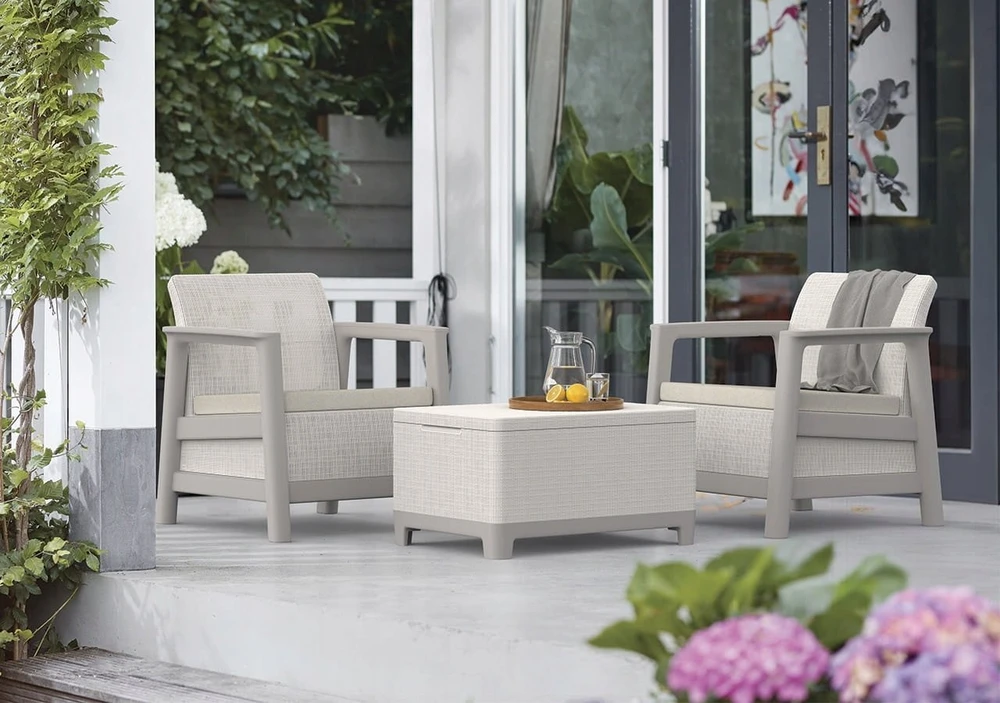 Keter Sodo baldų komplektas Scandi Linea Balcony Set pebble pilkas/light beige