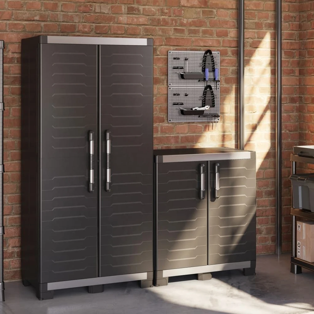 Keter Žema spintelė daiktams Garage, juoda ir sidabrinė, 99cm, XL