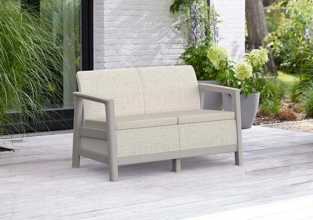 Keter Sodo sofa dvivietė Scandi Linea 2 Seater Sofa pilka kiaušinio/lengva smėlio (8711245162515)