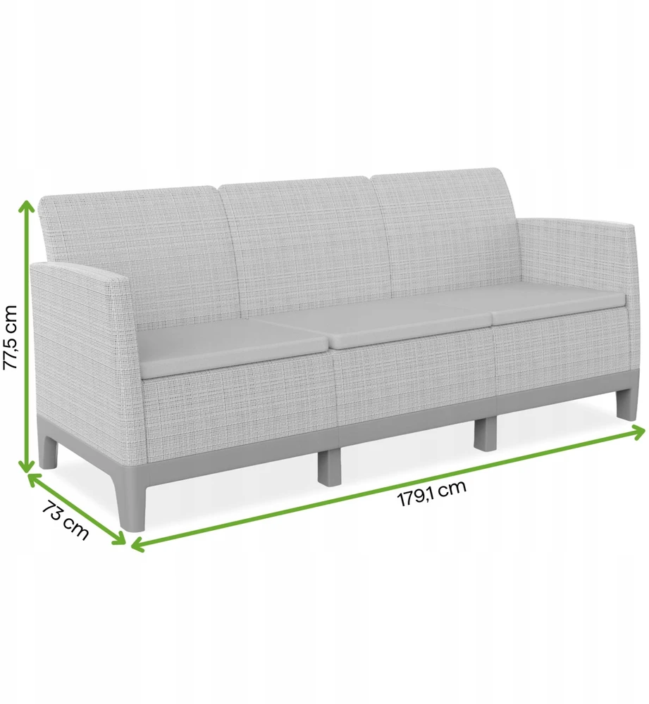 Keter Two-seater garden sofa Scandi Form 3 Seater Sofa pebble pilkas/light beige