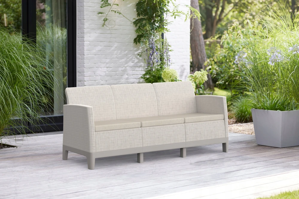 Keter Two-seater garden sofa Scandi Form 3 Seater Sofa pebble pilkas/light beige