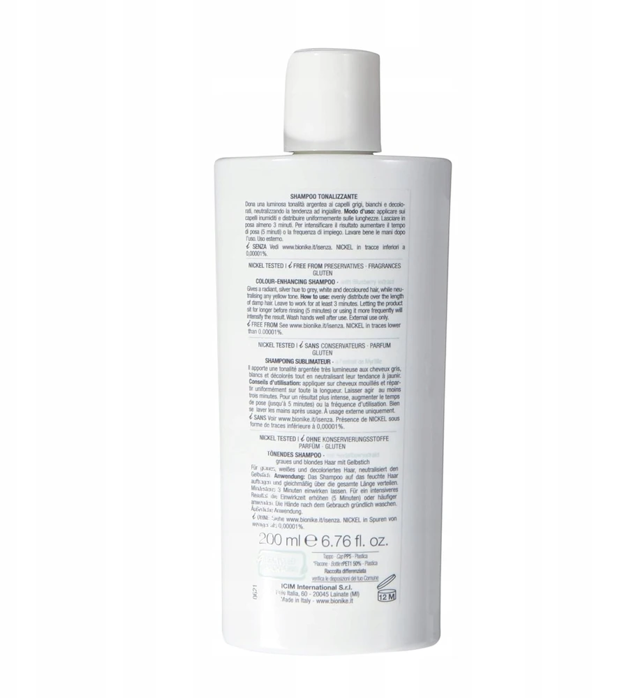 BioNike Shine On Sidabrinis Touch Hair Šampūnas Toning & Neutralising, 200 ml