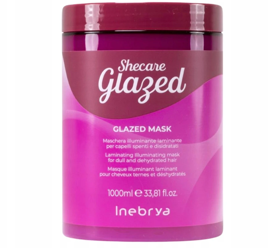 Inebrya SheCare Glazed Illuminating Laminating Mask kaukė blankiems ir sausiems plaukams, 1000 ml