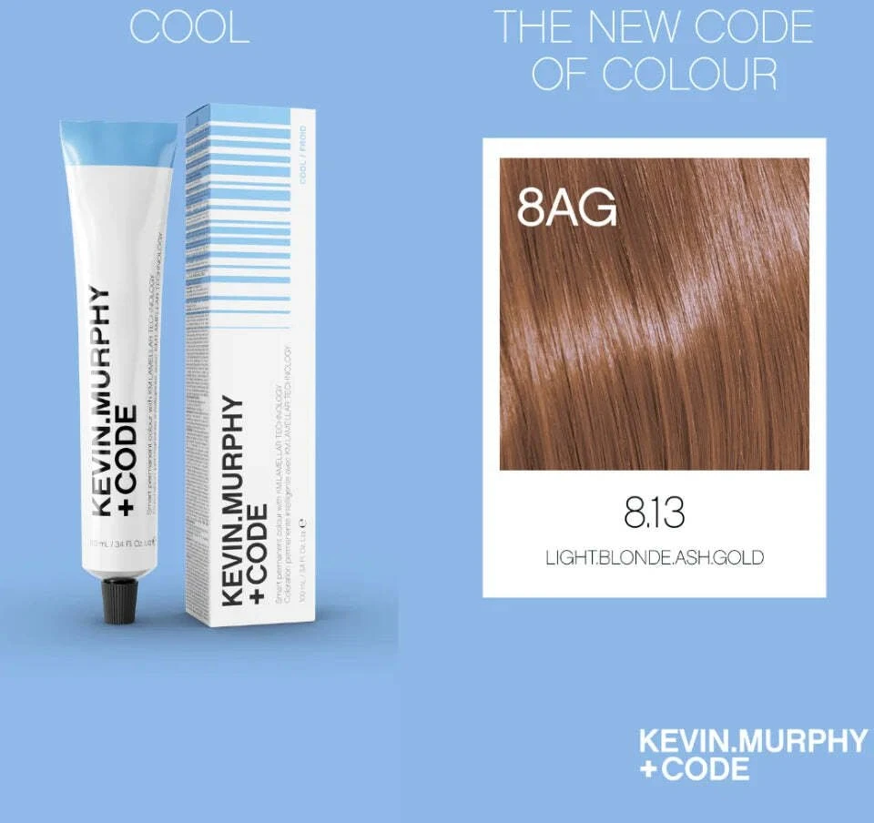 Kevin Murphy +Code nuolatiniai plaukų dažai 8.138AG pelenų aukso, 100 ml