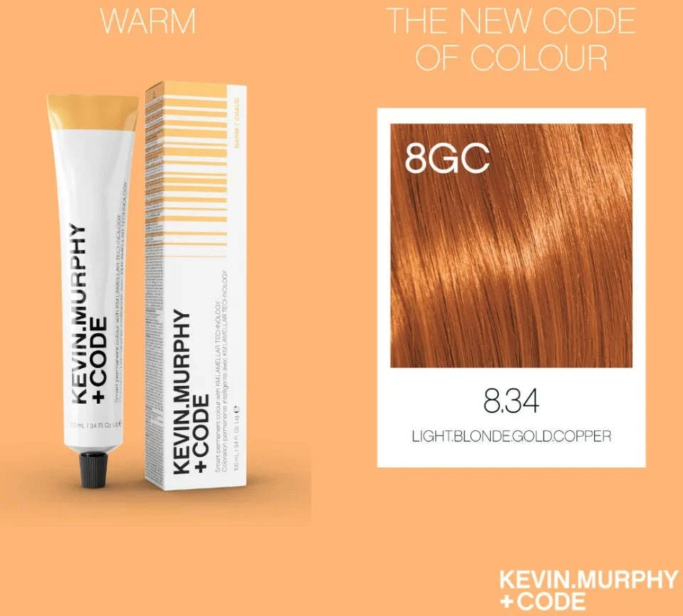 Kevin Murphy Code Permanent Hair Dye 8.34/8GC šviesiai auksinė vario spalva šviesiems plaukams, 100 ml