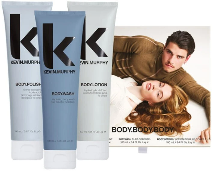 Set Kevin Murphy: Body Body Scrub, 100 ml + Body Hydrating Kūno prausiklis, 100 ml + Body Hydrating Losjonas kūnui, 100 ml