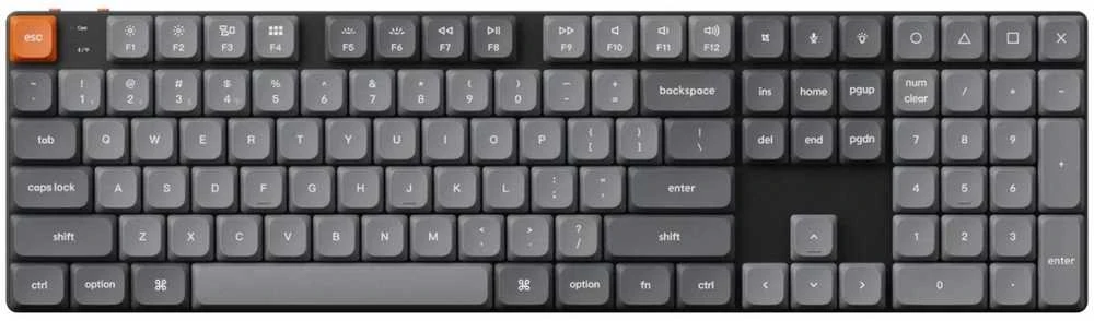 Klaviatūra žaidimams Keychron K5 Max Gateron Raudona (Low Profile) belaidė mechaninė su pašvietimu szaro-juoda