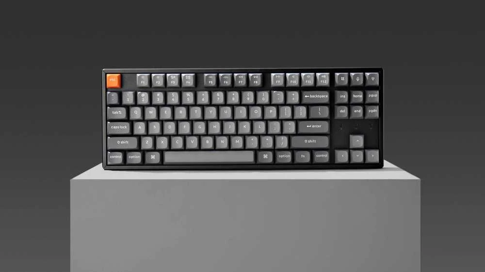 Klaviatūra Keychron K8M-J3 80% TKL rudas jungiklis