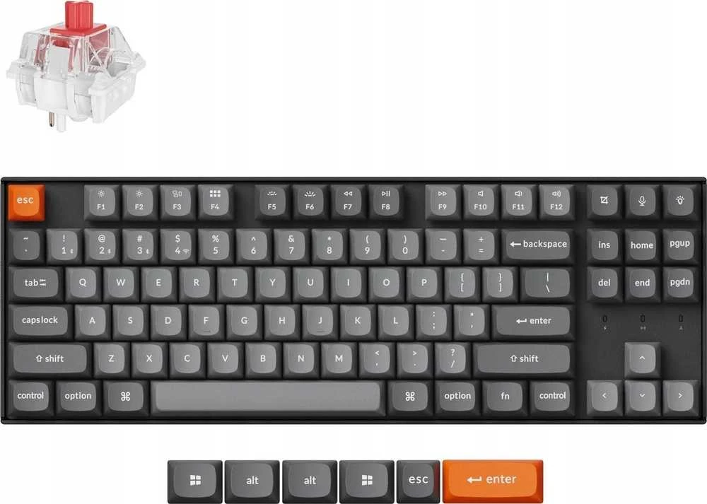 Keychron K8 Max QMK/VIA Wireless RGB – US išdėstymas – Hot-Swappable Super Raudona (K8M-H1) Belaidė Žaidimų Klaviatūra