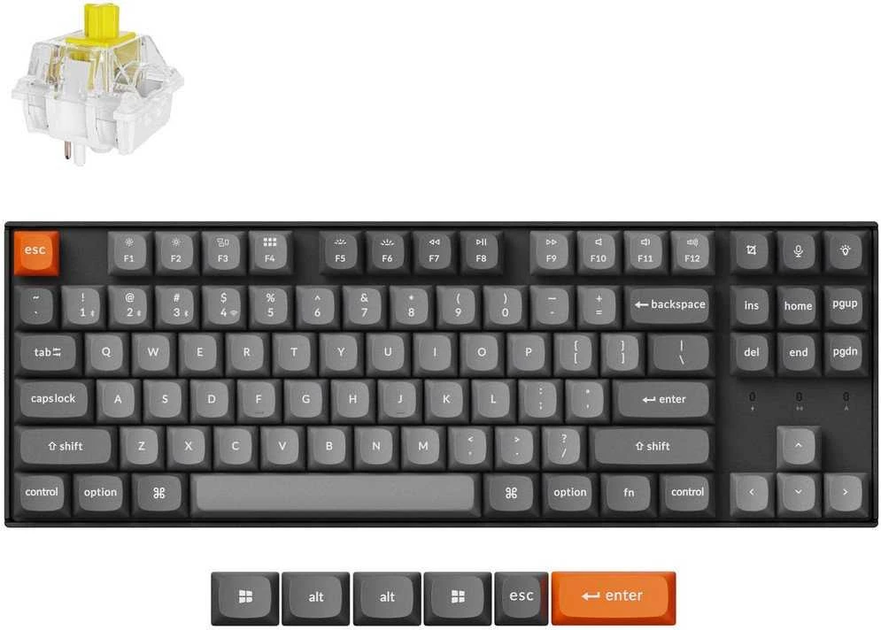 Keychron K8 Max Wireless (K8M-H4) - US išdėstymas - Hot-Swappable Super Banana - Juodas (Juoda) Mechaninė Belaidė Žaidimų Klaviatūra