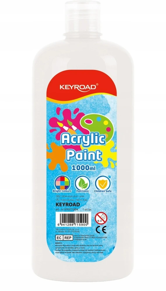 „Keyroad“ akriliniai dažai „KEYROAD“, 1000 ml, butelis, balti