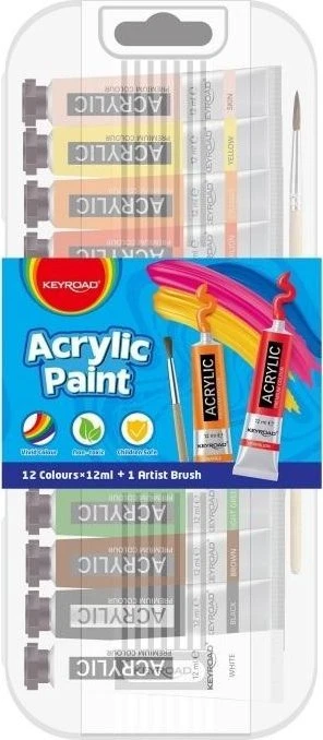 Keyroad KEYROAD akriliniai dažai, 12x12ml, spalvų mišinys