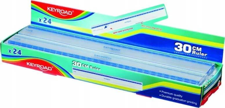 Keyroad skaidrios 30 cm liniuotės pakuotėje