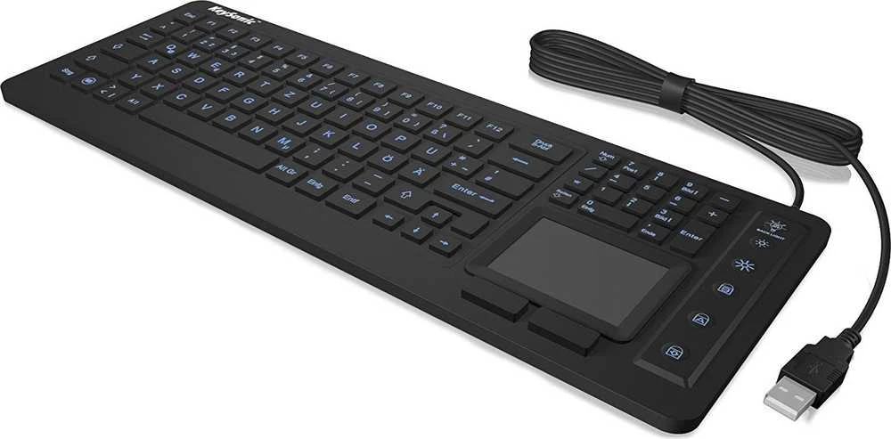 Klaviatūra „KeySonic KSK-6231INEL“ (DE) pramoninis jutiklinis planšetinis kompiuteris su W sandarikliu