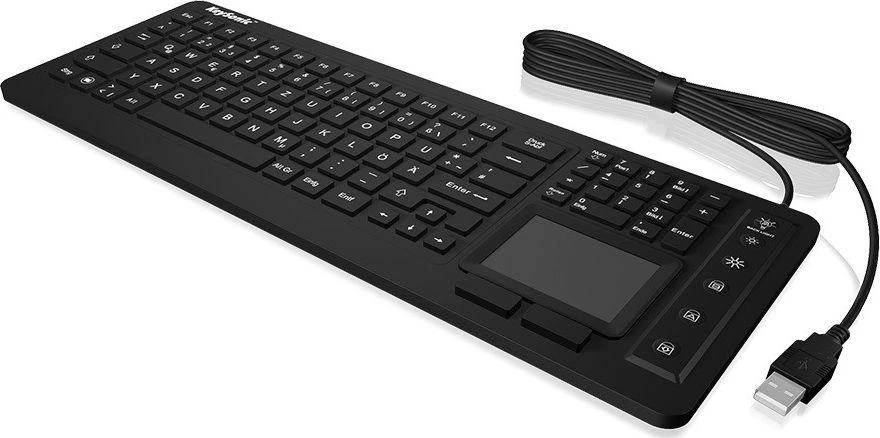 Icy Box KeySonic klaviatūra waterproof, touchpad, USB, industrial IP68, Juodas