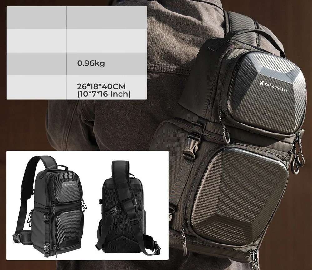 Kuprinė Kf Kuprinė Fotograficzny Foto 10L Sling Crossbody K&F na Aparat DSLR Kamerę / KF13.176 / Juodas
