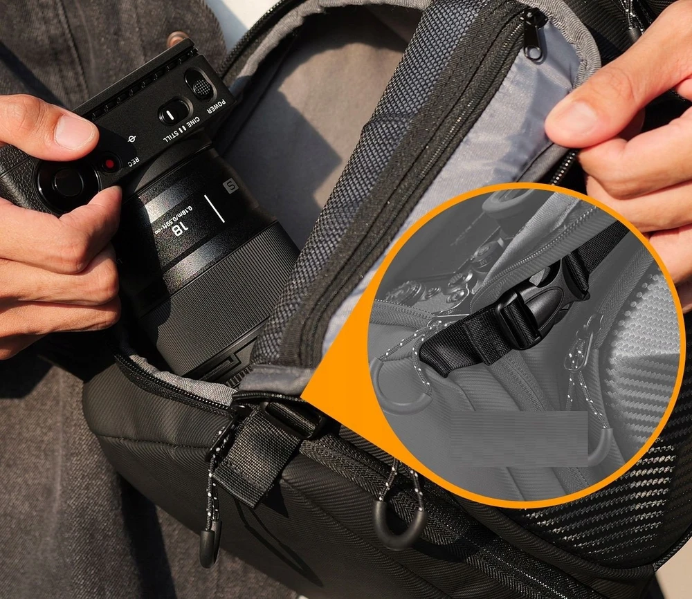 Kuprinė Kf Kuprinė Fotograficzny Foto 10L Sling Crossbody K&F na Aparat DSLR Kamerę / KF13.176 / Juodas