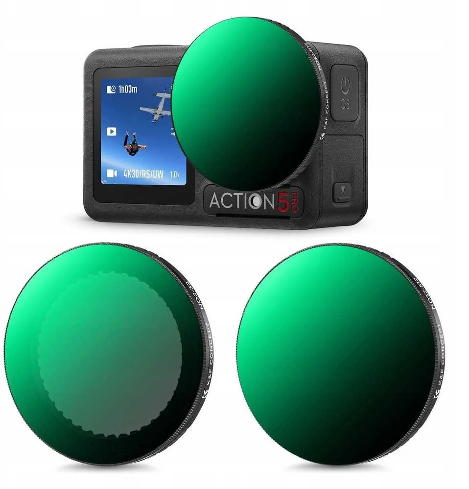 K&F 2 reguliuojamų pilkos spalvos filtrų rinkinys Nd2-32 + Nd32-512 Dji Osmo Action 3 4 5 Pro / Sku.2359
