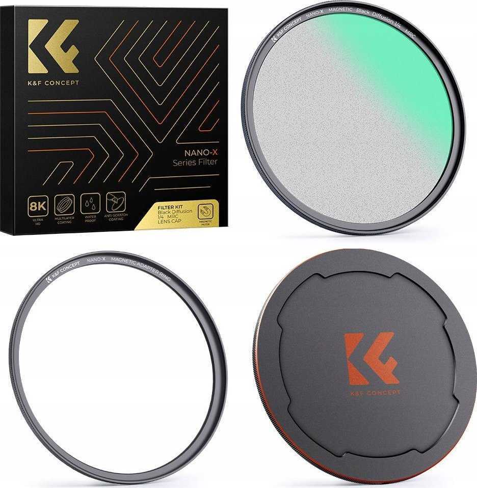 Filtras K&F Rinkinys 3in1 Filtras Juodas Diffusion 1/4 Magnetinis žiedas Dangtelis 67 - 67mm / SKU.1821