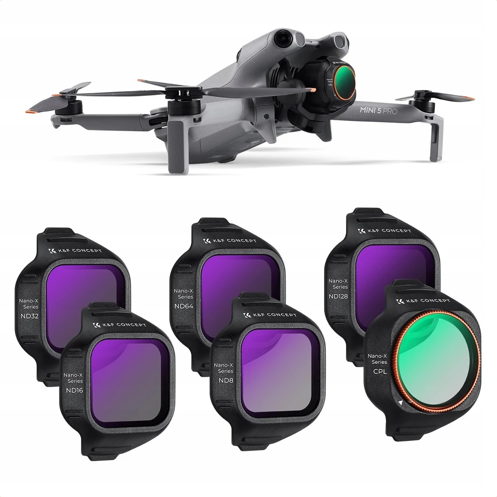 Kf 6 in 1 filtrų rinkinys CPL filtras pilkas ND8 ND16 ND32 ND64 ND128 Dji Mini 5 Pro / Sku.1674