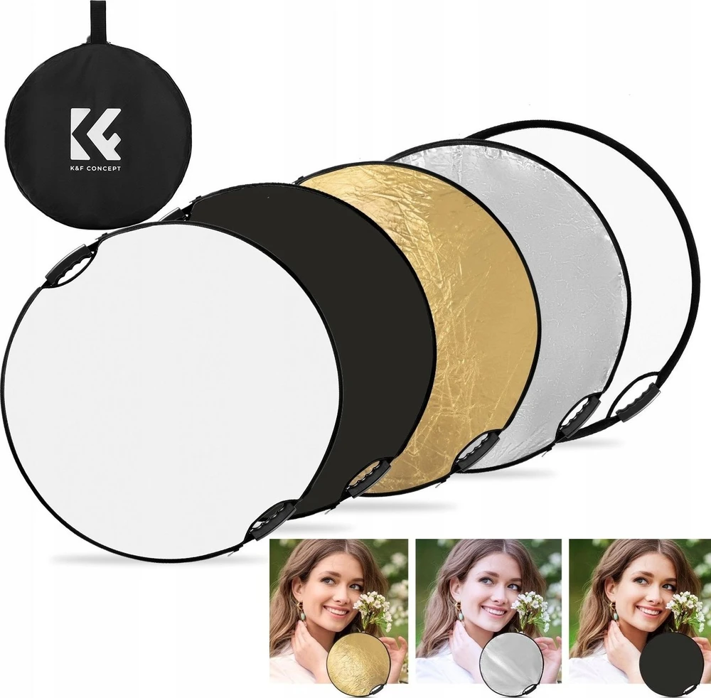 K&F 5 viename apvalių reflektorių rinkinys – 110 cm