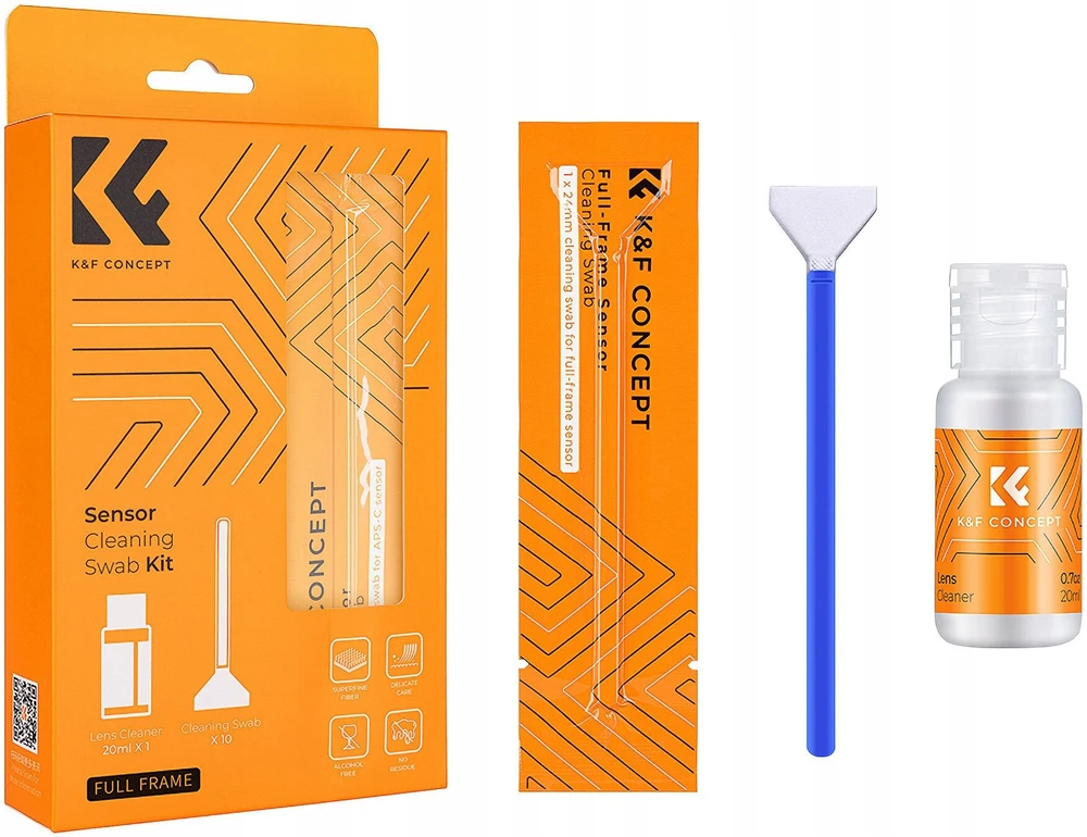 Valiklis Fotoaparato Valymo Rinkinys - K&F Concept Jutiklio Valymo Q-tip Rinkinys 10 Q-tip 20ml Skysčio