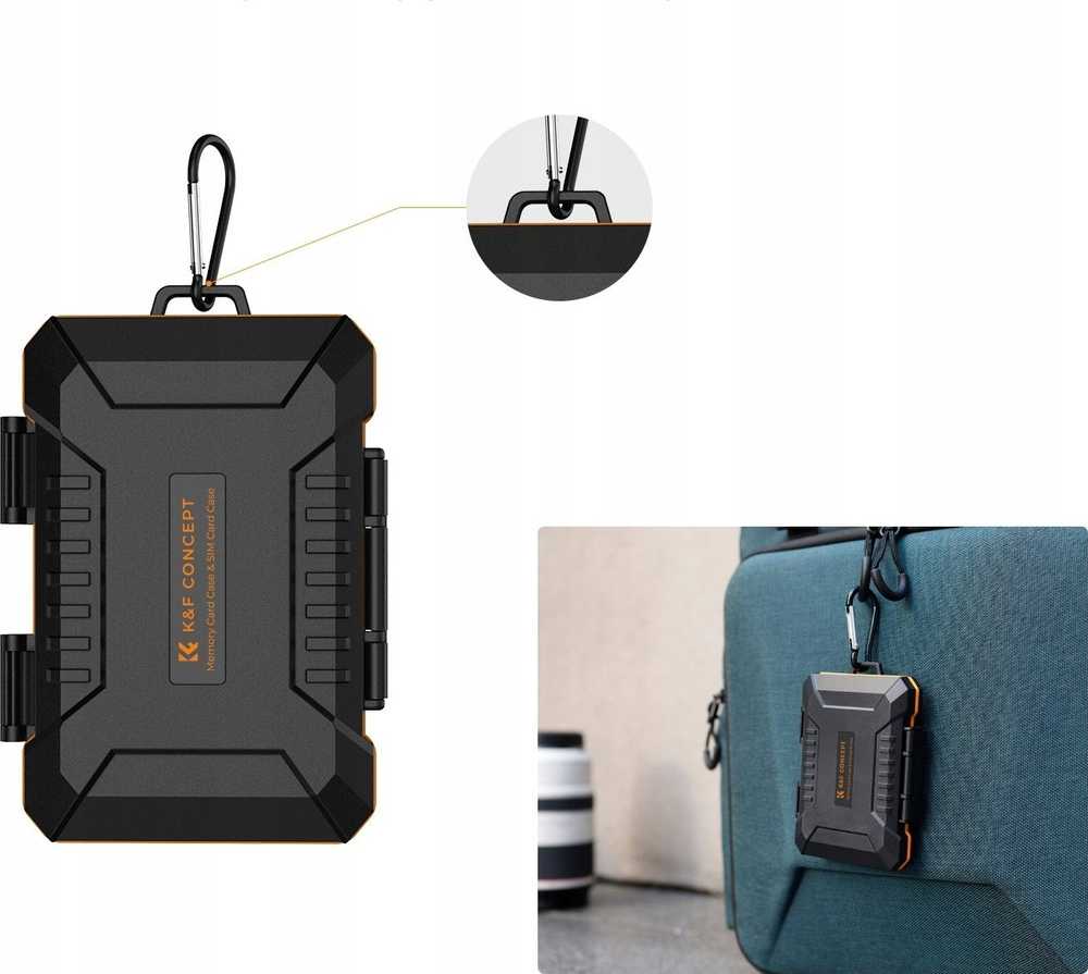 Dėklas Case Pancerne / Vandeniui Atsparus Kortų Pamięci TF Micro SD XQD CF / SIM kortoms - K&F Concept / KF31.080