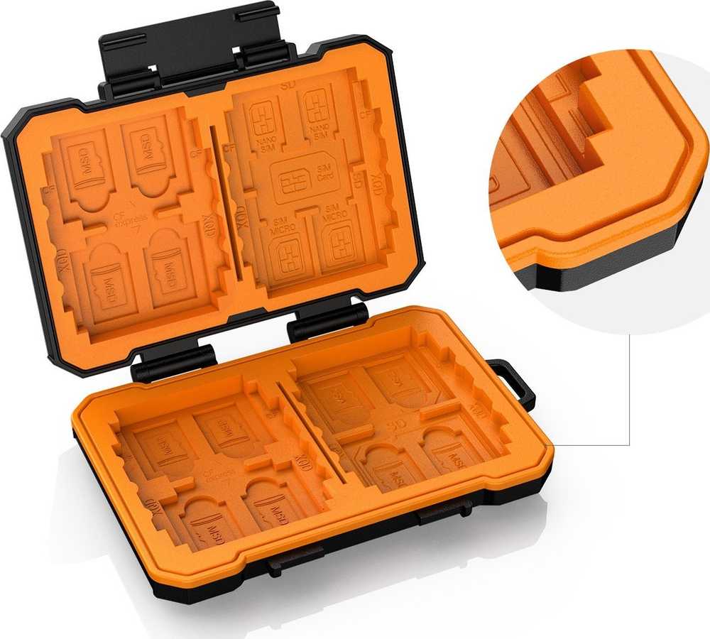 Dėklas Case Pancerne / Vandeniui Atsparus Kortų Pamięci TF Micro SD XQD CF / SIM kortoms - K&F Concept / KF31.080