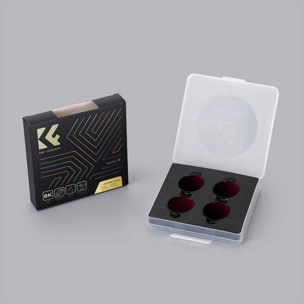 Rinkinys K&f Concept pilkos spalvos filtrai poliarizacijos ND8 ND16 ND32 ND64, skirti DJI Osmo Action 3 4 5 Pro / Sku.2077