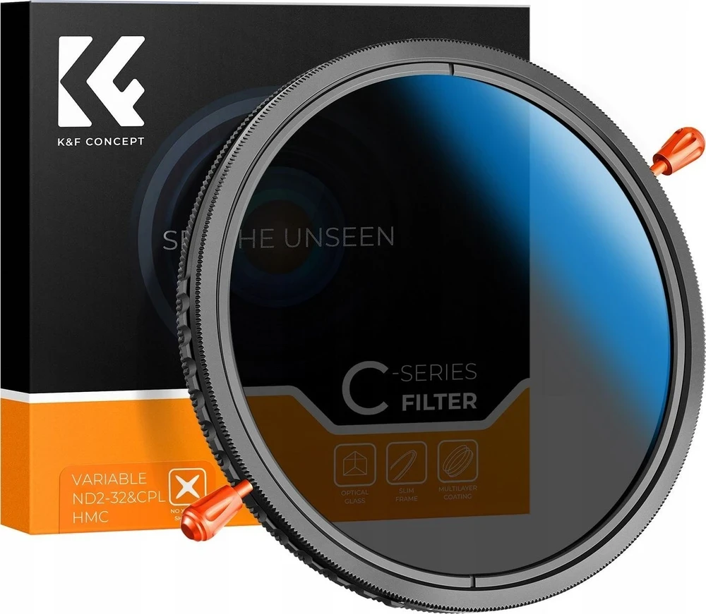Kf filtras K&F koncepcinis hibridinis filtras 2in1 CPL + VISIŠKAS PILKAS ND2-ND32 ant 77mm 77mm / KF01.2602