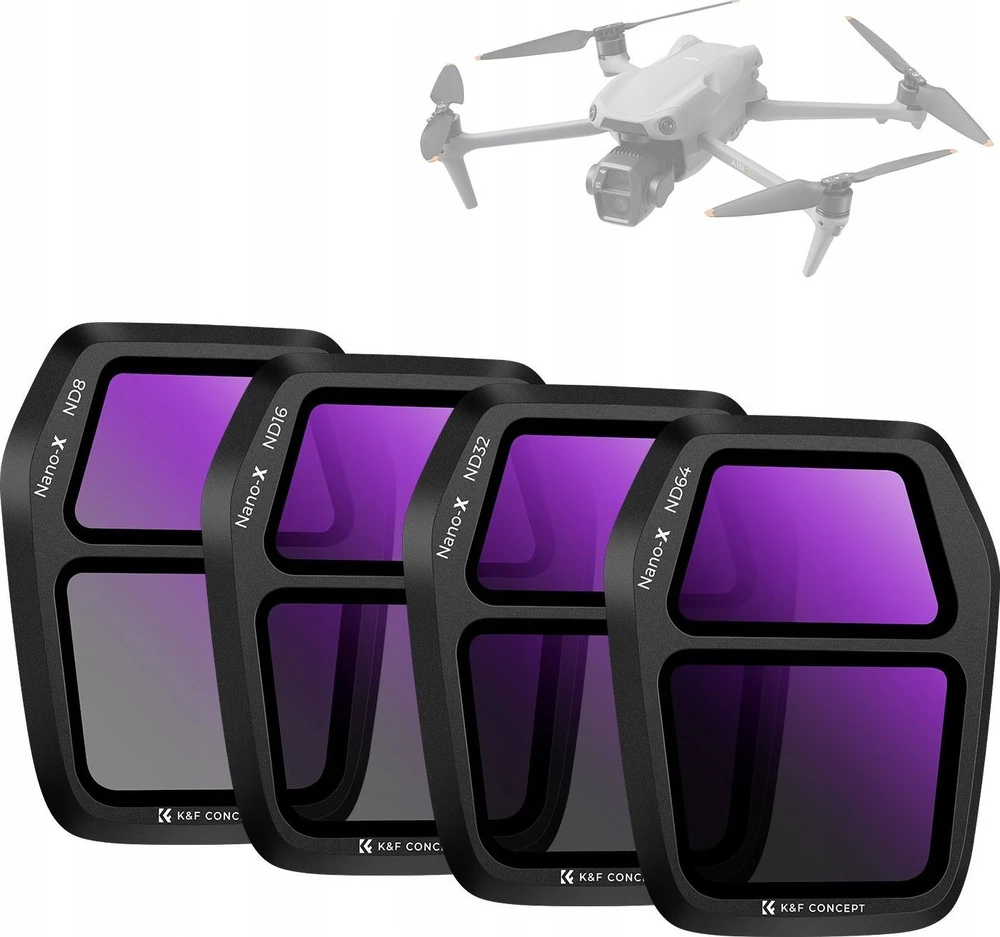 Kf filtrų rinkinys pilkų filtrų Pilkas filtras ND 4in1 ND8 ND16 ND32 ND64 skirtas DJI AIR 3S / SKU.2339