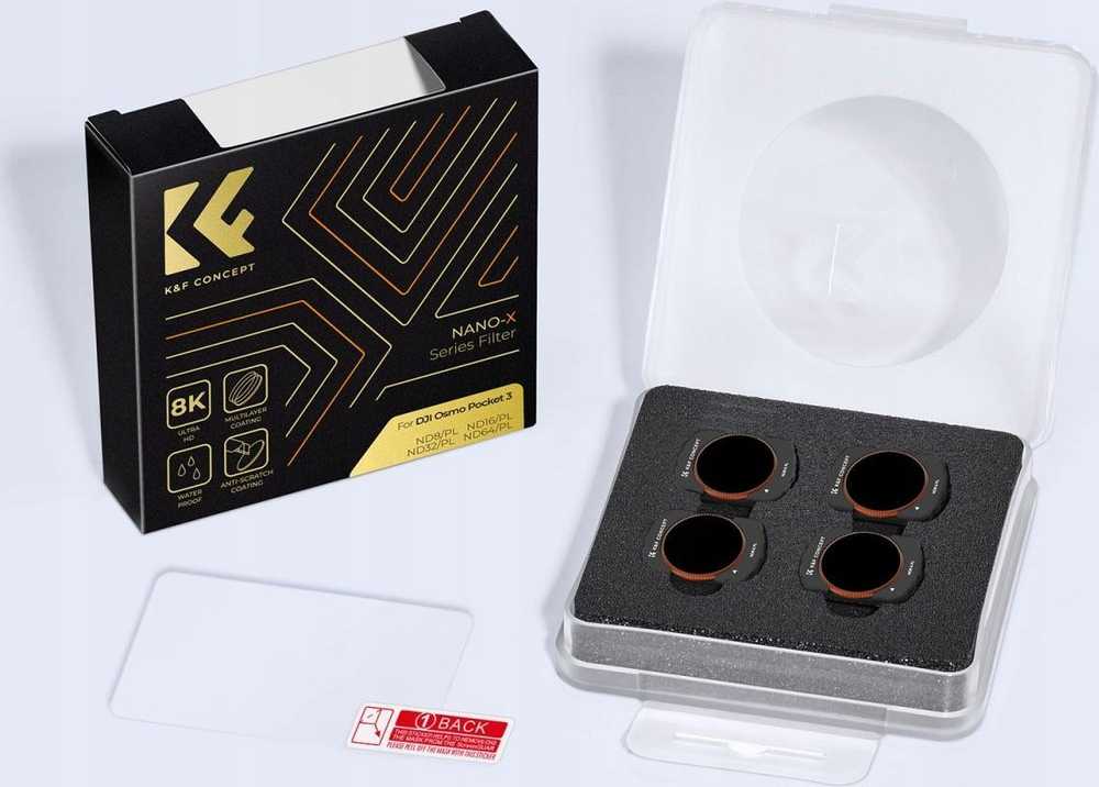 Rinkinys Filtrów K&f Szarych Nd / Pl 4w1 Nd8 Nd16 Nd32 Nd64 Do Dji Osmo Pocket 3 / Sku.2092