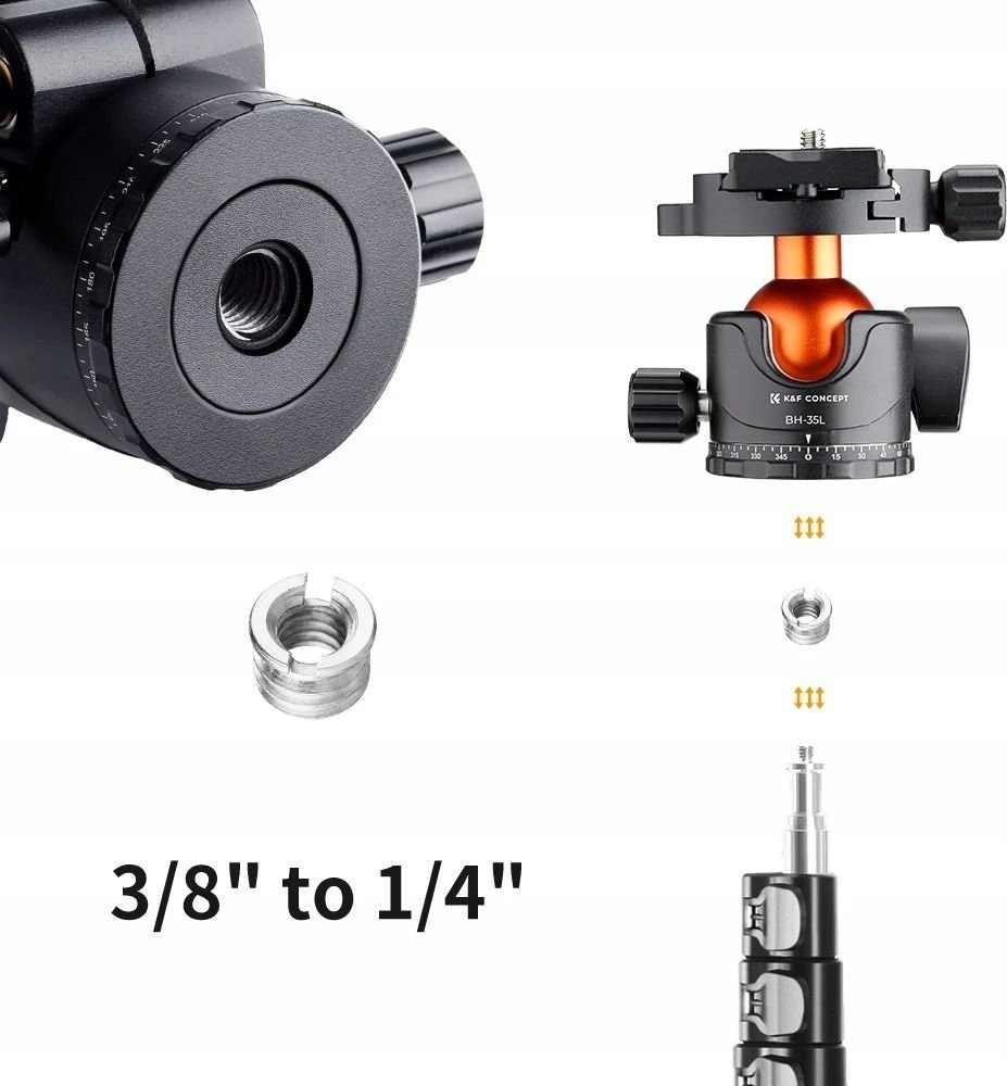 KF galvutė PANORAMIC 3D rutulinė galvutė 15kg K&F CONCEPT KF-35 Aliuminis Arca Swiss / BH-35L / KF31-035