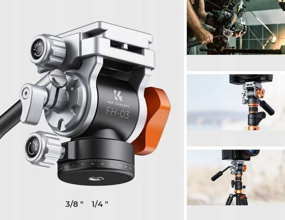 Kf Head Panoramic Video Oil Head K&F FH-03 5kg Metal 1/4 3/8 Arca Swiss / FH-03 / KF31.087