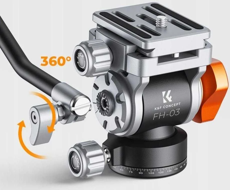 Kf Head Panoramic Video Oil Head K&F FH-03 5kg Metal 1/4 3/8 Arca Swiss / FH-03 / KF31.087