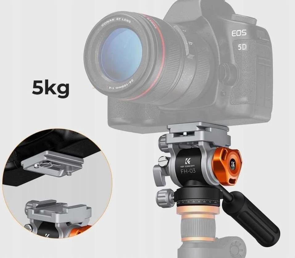 Kf Head Panoramic Video Oil Head K&F FH-03 5kg Metal 1/4 3/8 Arca Swiss / FH-03 / KF31.087