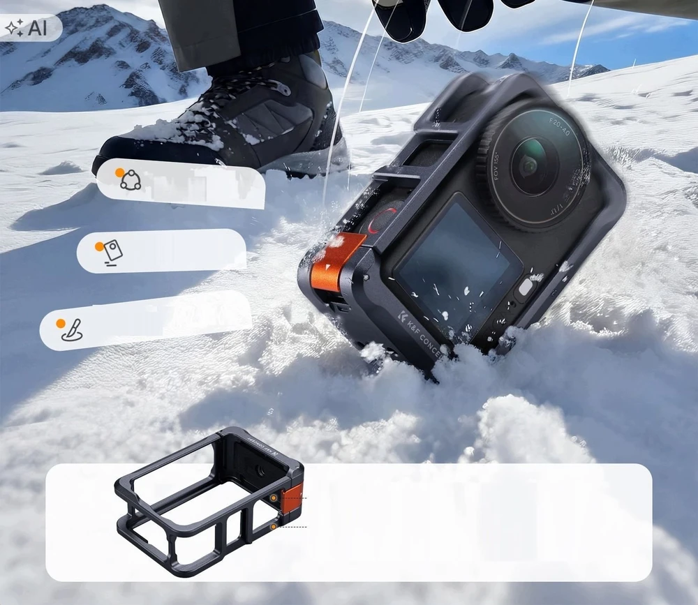 Kf Apsauginis rėmas Frame Mount laikiklis skirtas Dji Osmo Action 6 Metal Iso K&f / Kf12.0066 (SB12446)